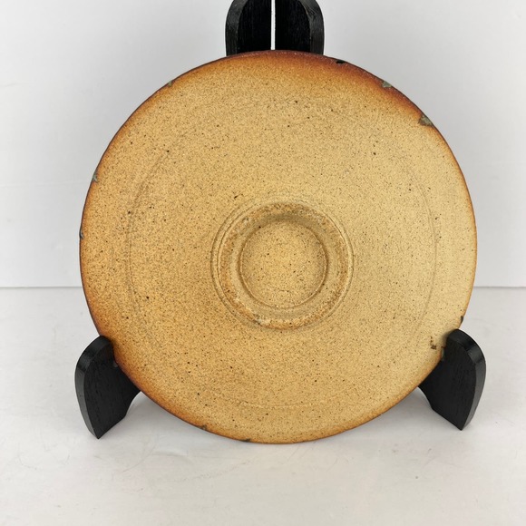 Handmade Stoneware Garlic Grater Dish with Glazed Strips 8in - Picture 3 of 7